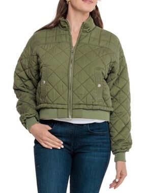 BLANKNYC Olive Green Quilted Lyocell Bomber Jacket